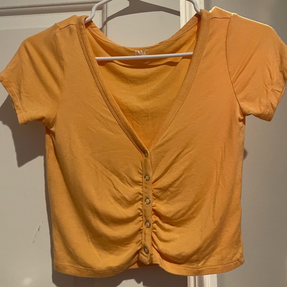 PacSun orange button up crop top